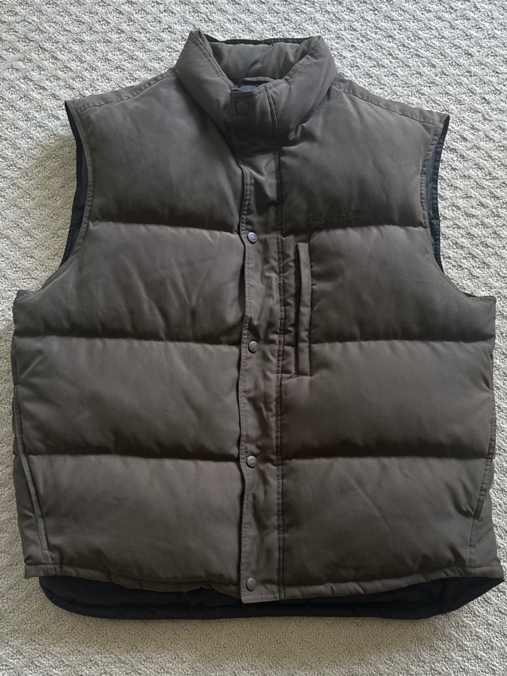 Timberland Men's Vintage Weathergear Puffer Vest Brown XL Duck Down Y2K Winter